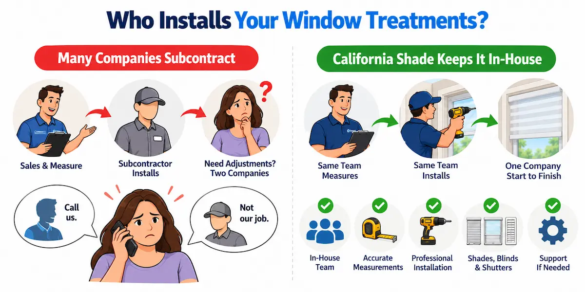 Ask Whether Your Window Treatment Company in Orange County Subcontracts Installation