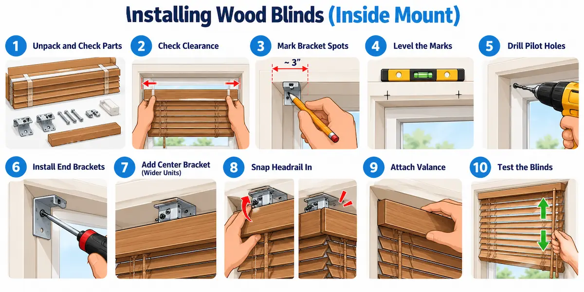 How to Install Wood Blinds on an Inside Mount